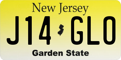 NJ license plate J14GLO