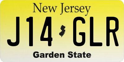 NJ license plate J14GLR