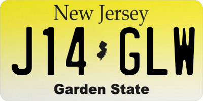 NJ license plate J14GLW