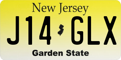 NJ license plate J14GLX