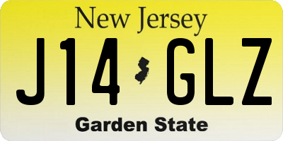 NJ license plate J14GLZ