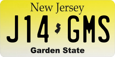 NJ license plate J14GMS
