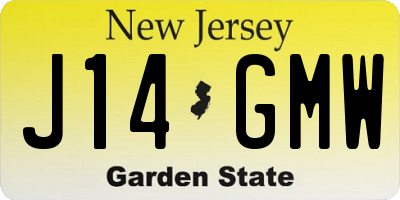 NJ license plate J14GMW