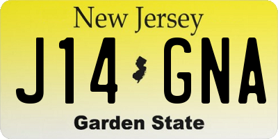 NJ license plate J14GNA