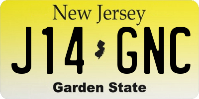 NJ license plate J14GNC