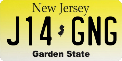 NJ license plate J14GNG