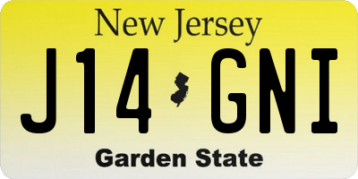 NJ license plate J14GNI