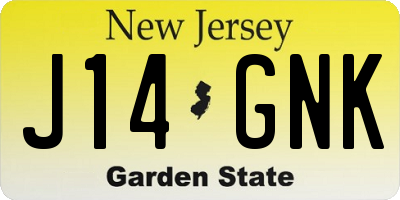 NJ license plate J14GNK