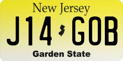 NJ license plate J14GOB