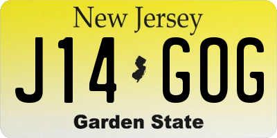 NJ license plate J14GOG