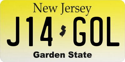 NJ license plate J14GOL