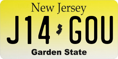 NJ license plate J14GOU