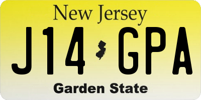 NJ license plate J14GPA