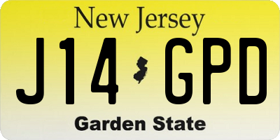 NJ license plate J14GPD