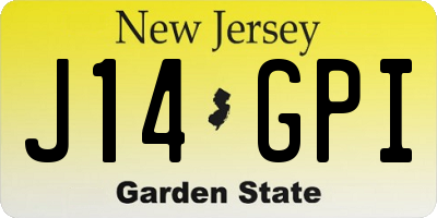 NJ license plate J14GPI