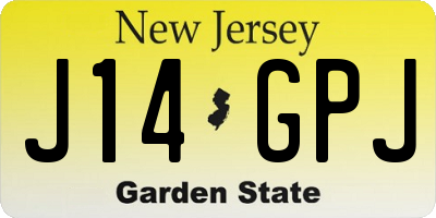 NJ license plate J14GPJ