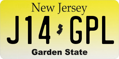 NJ license plate J14GPL