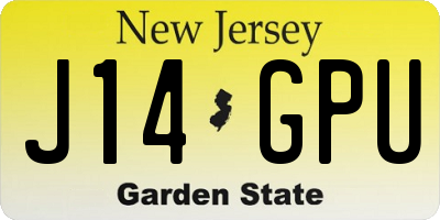 NJ license plate J14GPU