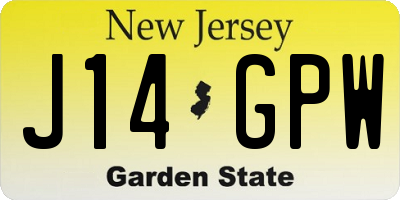 NJ license plate J14GPW