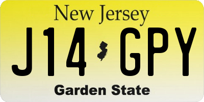 NJ license plate J14GPY