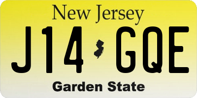 NJ license plate J14GQE