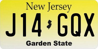 NJ license plate J14GQX