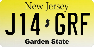NJ license plate J14GRF