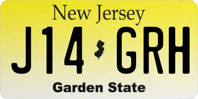 NJ license plate J14GRH