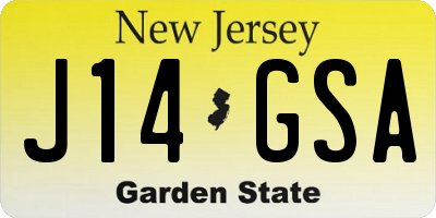NJ license plate J14GSA