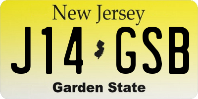 NJ license plate J14GSB