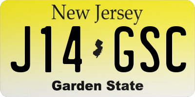 NJ license plate J14GSC