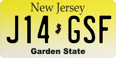 NJ license plate J14GSF