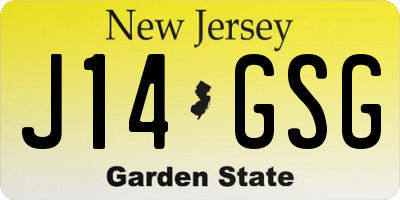 NJ license plate J14GSG