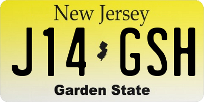 NJ license plate J14GSH