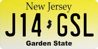 NJ license plate J14GSL