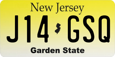 NJ license plate J14GSQ