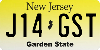 NJ license plate J14GST