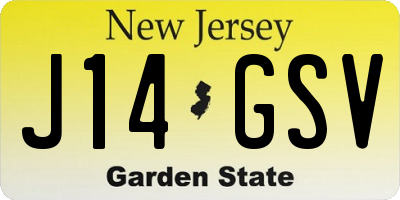 NJ license plate J14GSV