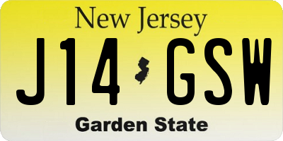 NJ license plate J14GSW