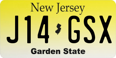 NJ license plate J14GSX