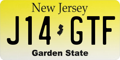 NJ license plate J14GTF