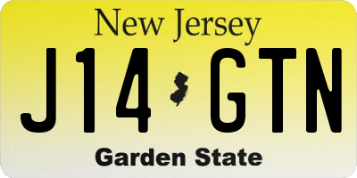NJ license plate J14GTN