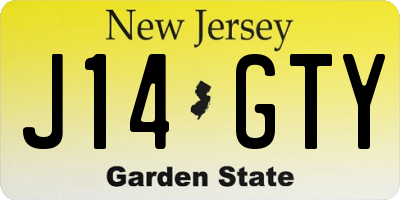 NJ license plate J14GTY