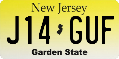 NJ license plate J14GUF