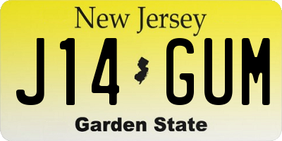NJ license plate J14GUM