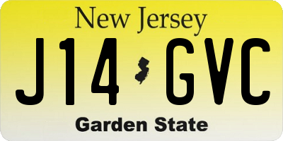 NJ license plate J14GVC