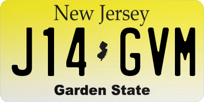 NJ license plate J14GVM