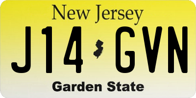 NJ license plate J14GVN