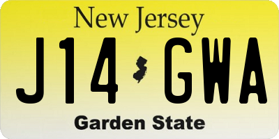 NJ license plate J14GWA