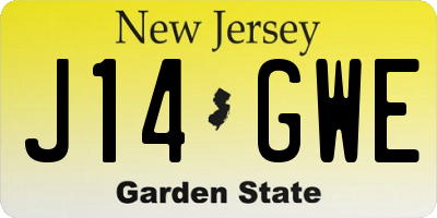 NJ license plate J14GWE